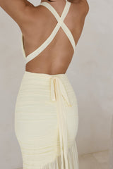 Ocean Winds Halter Maxi Dress Yellow