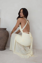 Ocean Winds Halter Maxi Dress Yellow