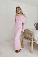 Cool Daze Long Sleeve Knit Maxi Dress Pink