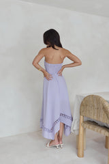 Lucia Strapless Midi Dress Lilac