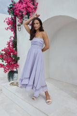 Lucia Strapless Midi Dress Lilac
