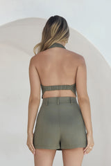 Arizona Halter Playsuit Khaki