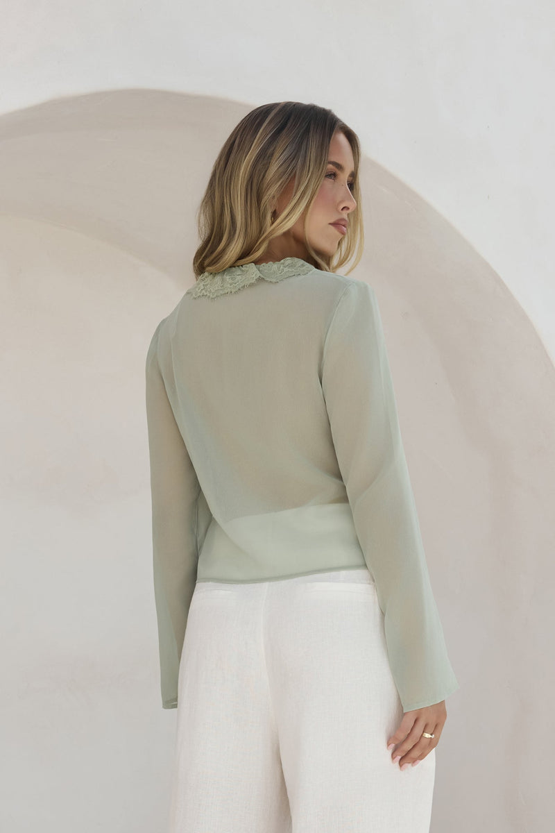 Stroke Of Luck Long Sleeve Top Sage