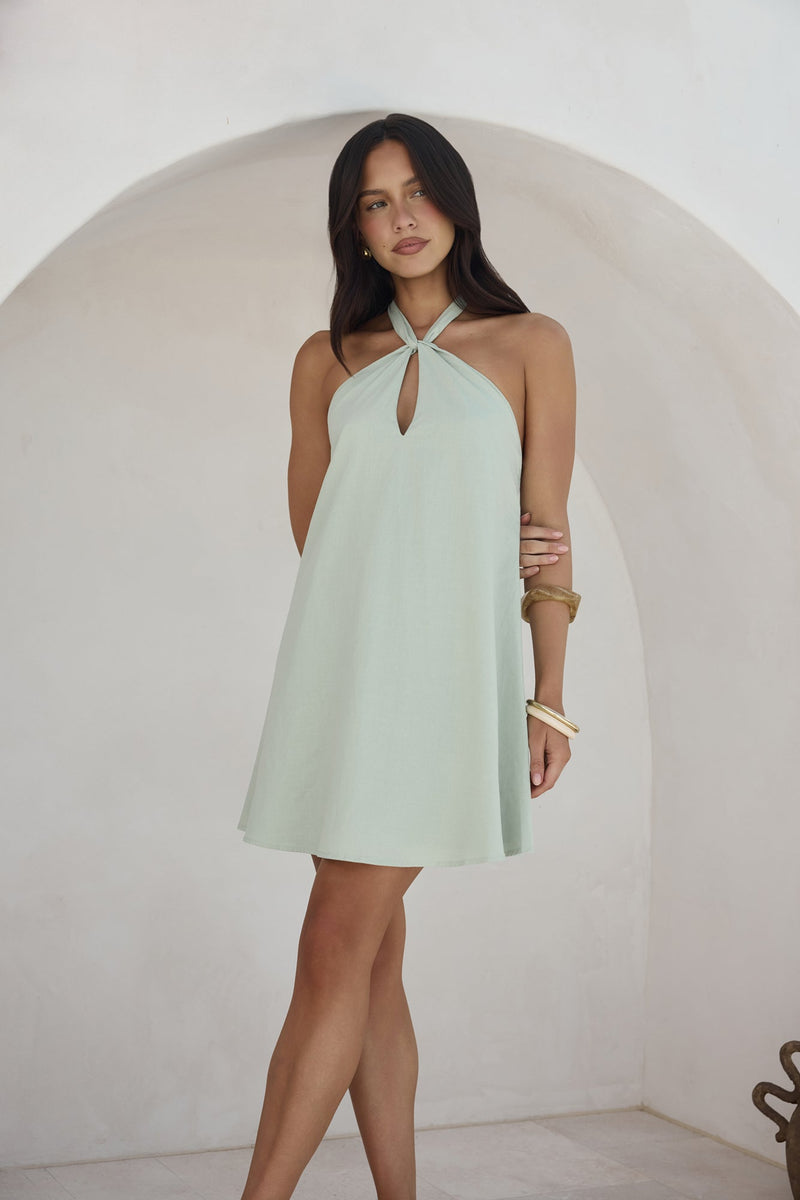 Coconut Sips Mini Dress Sage