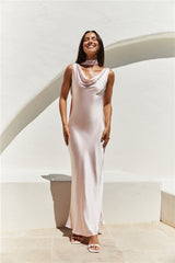 Blossom Kisses Satin Maxi Dress Pink