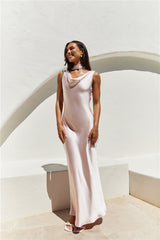 Blossom Kisses Satin Maxi Dress Pink