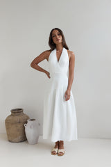 Angelic Song Halter Maxi Dress White