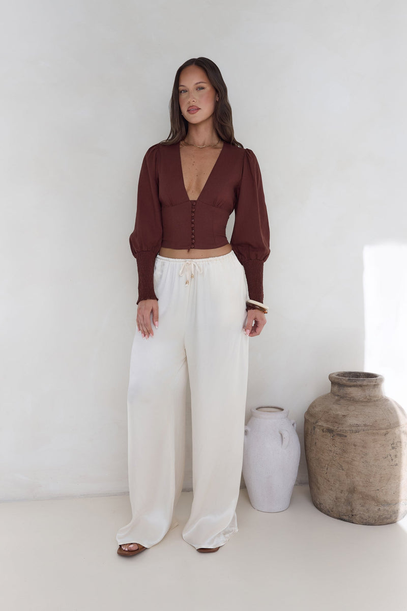 In The Reflection Satin Pants Cream