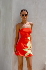 Island Indulgence Strapless Mini Dress Red