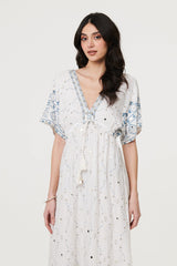 Embellished Border Print Maxi Dress