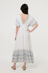 Embellished Border Print Maxi Dress