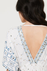 Embellished Border Print Maxi Dress