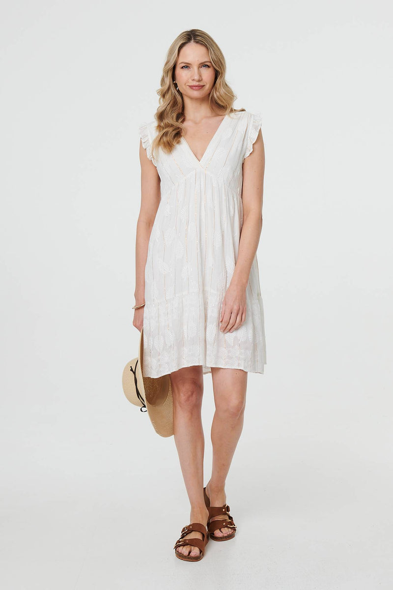 Metallic Striped Texture Short Dress