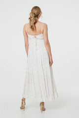 Textured Cami Strap Empire Maxi Dress