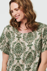 Baroque Print Relaxed Short Shift Dress