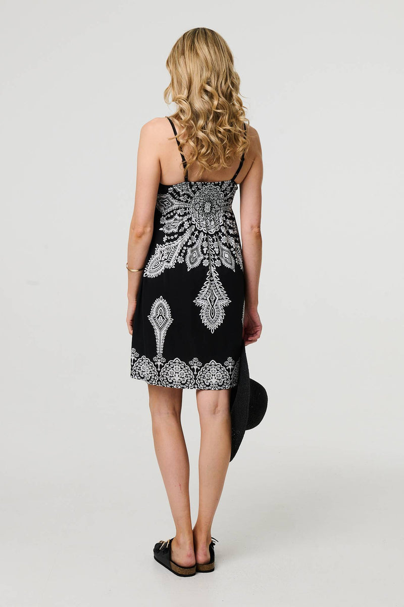 Printed Cami Strap Short Sun Dress
