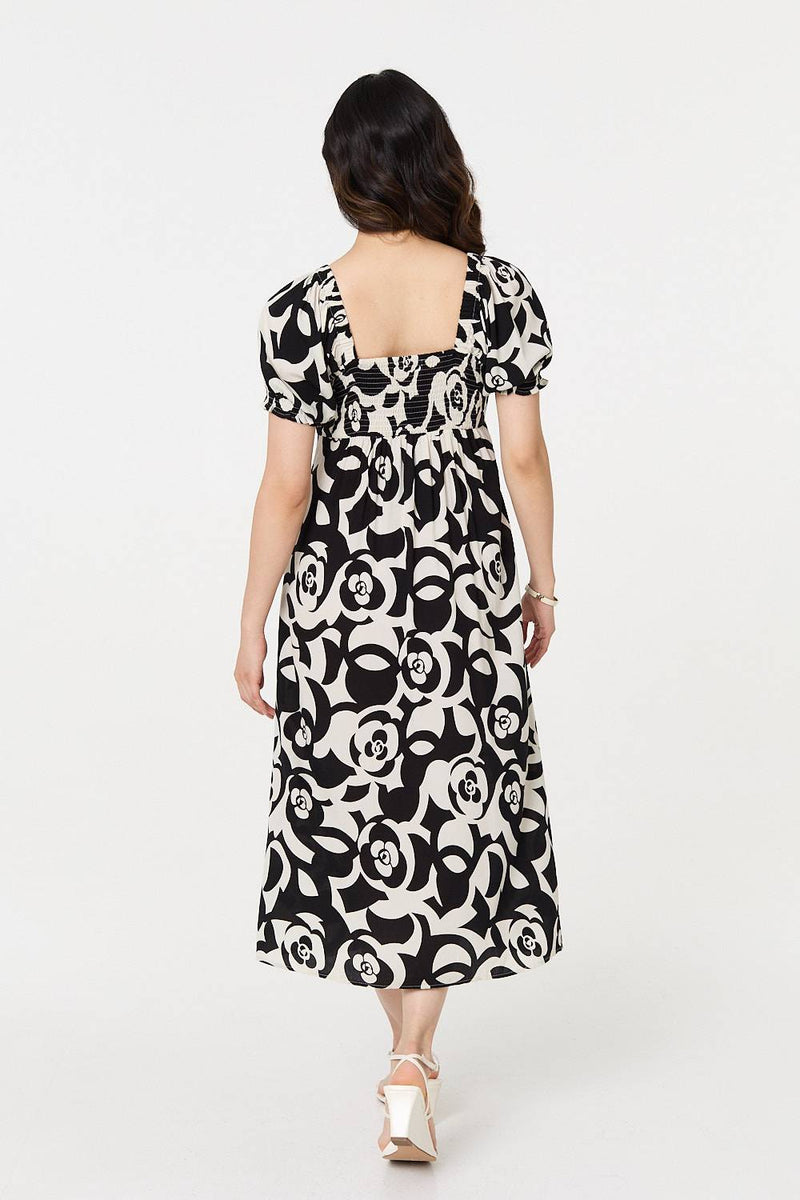 Abstract Tie Up Bardot Midi Dress