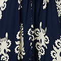 Ikat Print Cap Sleeve Shirred Midi Dress