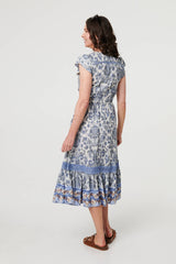 Paisley Cap Sleeve Knee Length Dress