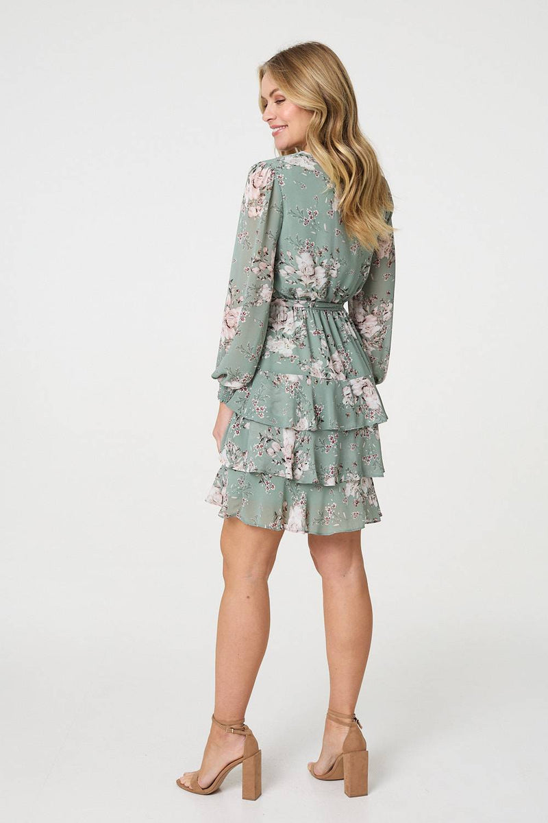 Vintage Floral Long Sleeve Skater Dress