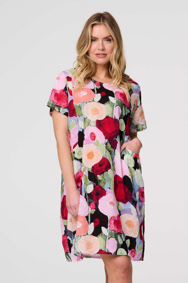 Abstract Relaxed Short Shift Dress