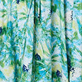 Leaf Print Tie Waist Pleated Midi Dress