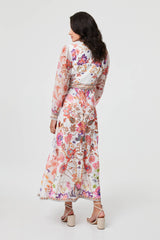 Floral Sheer Sleeve Empire Maxi Dress