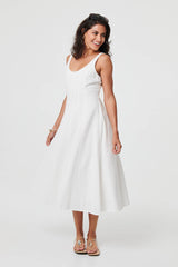 Sleeveless A-Line Scoop Neck Midi Dress
