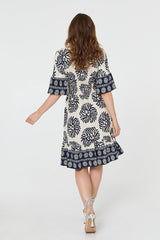 Printed 1/2 Sleeve Knee Length Dress