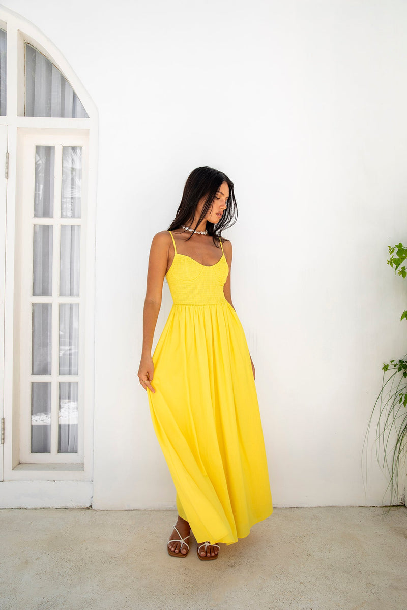FORTUNATE ONE Blushing Lovers Maxi Dress Yellow