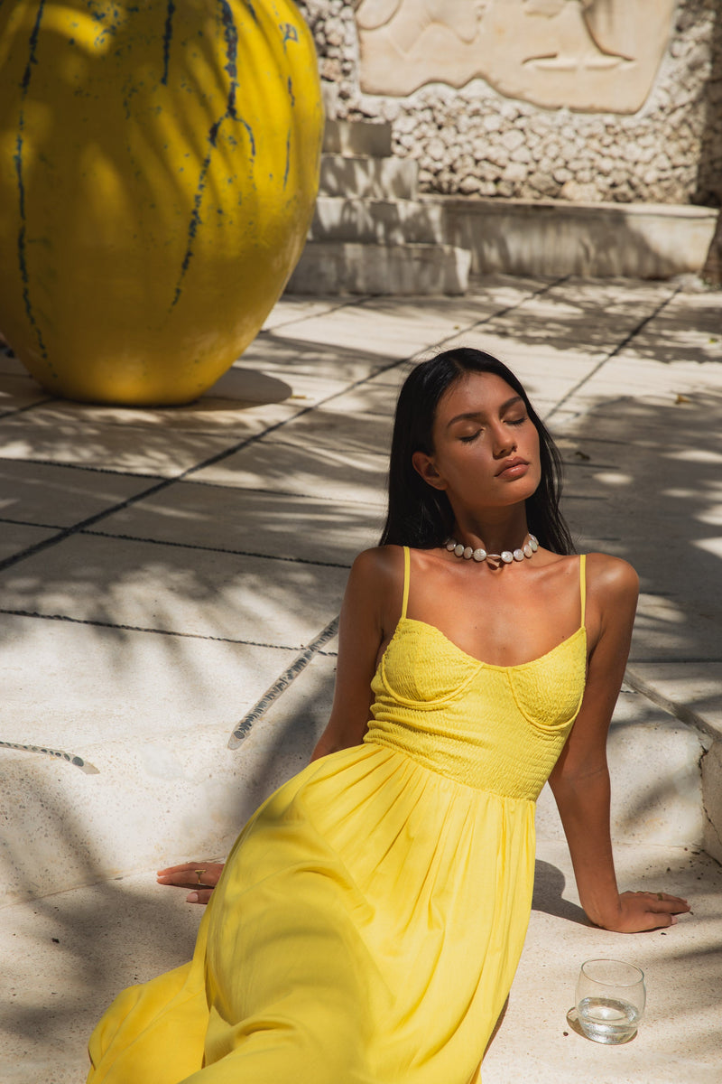 FORTUNATE ONE Blushing Lovers Maxi Dress Yellow