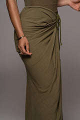 Olive Noelia Linen Slit Skirt