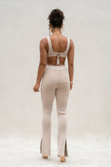 Taupe/White Faya Ribbed Pants
