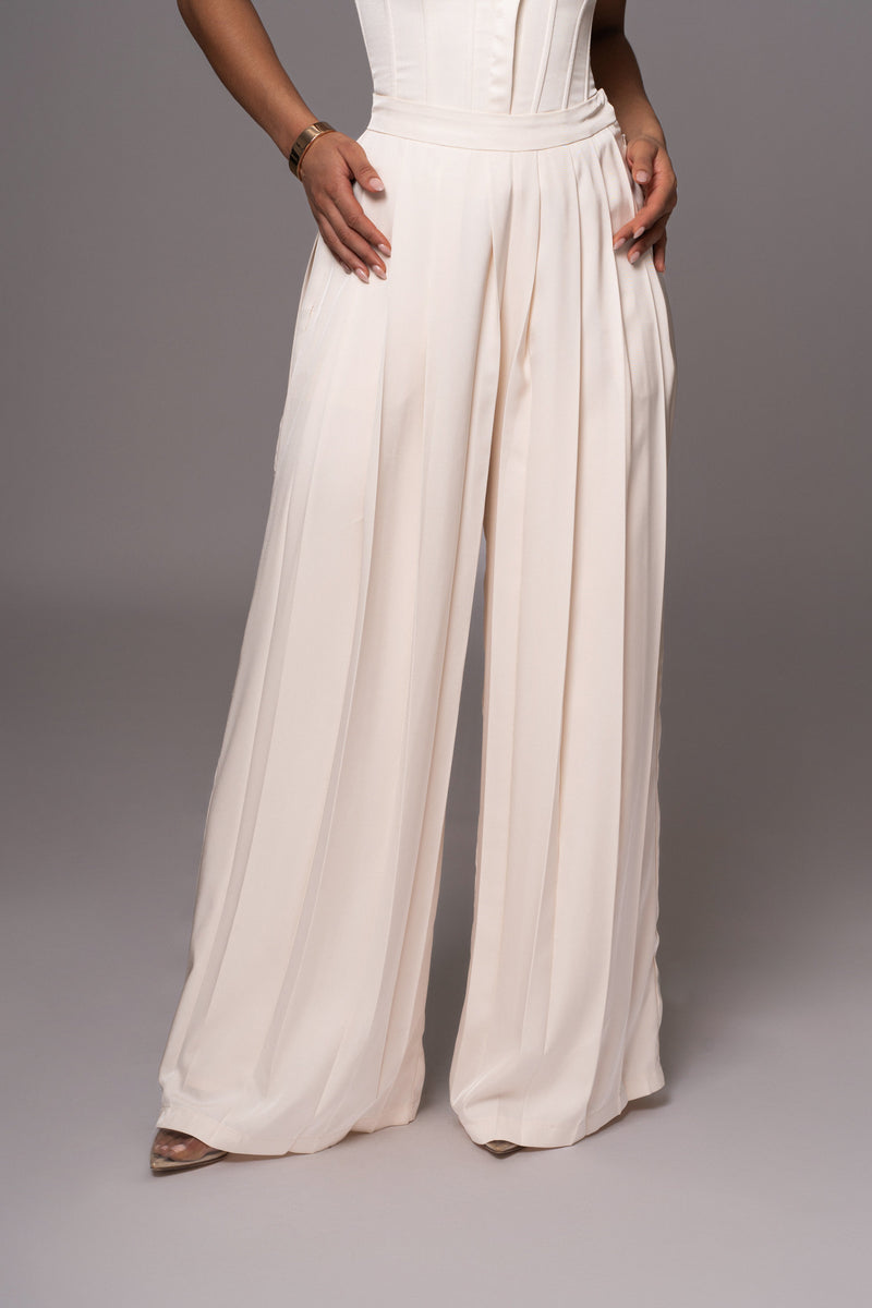 Buttercream Clara Wide Leg Pleated Trousers