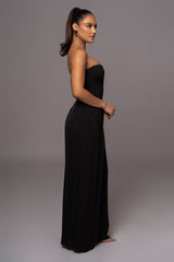 Black Clara Wide Leg Pleated Trousers