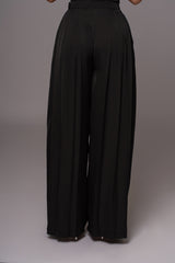 Black Clara Wide Leg Pleated Trousers