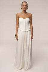 Buttercream Clara Wide Leg Pleated Trousers