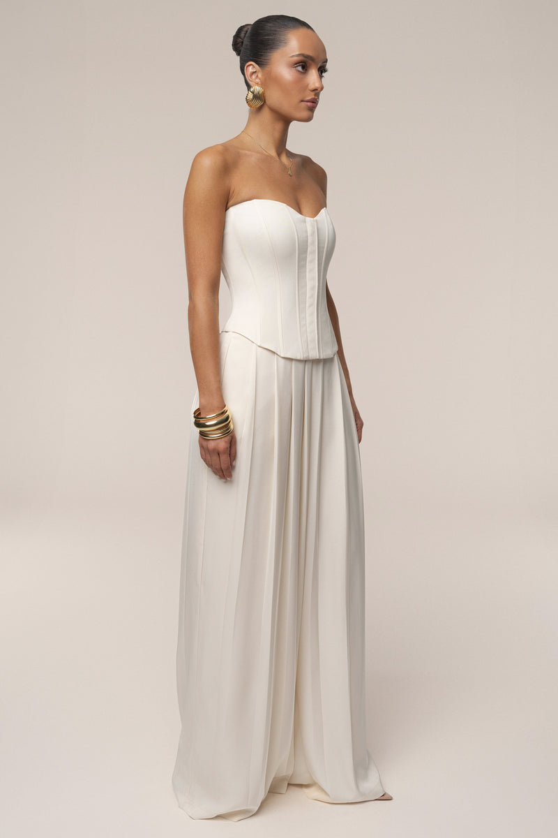 Buttercream Clara Wide Leg Pleated Trousers