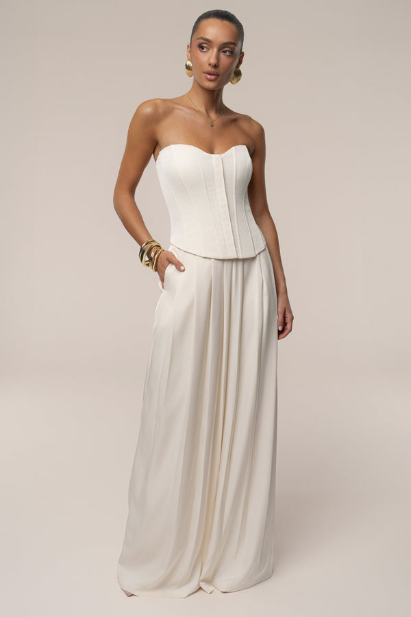Buttercream Clara Wide Leg Pleated Trousers