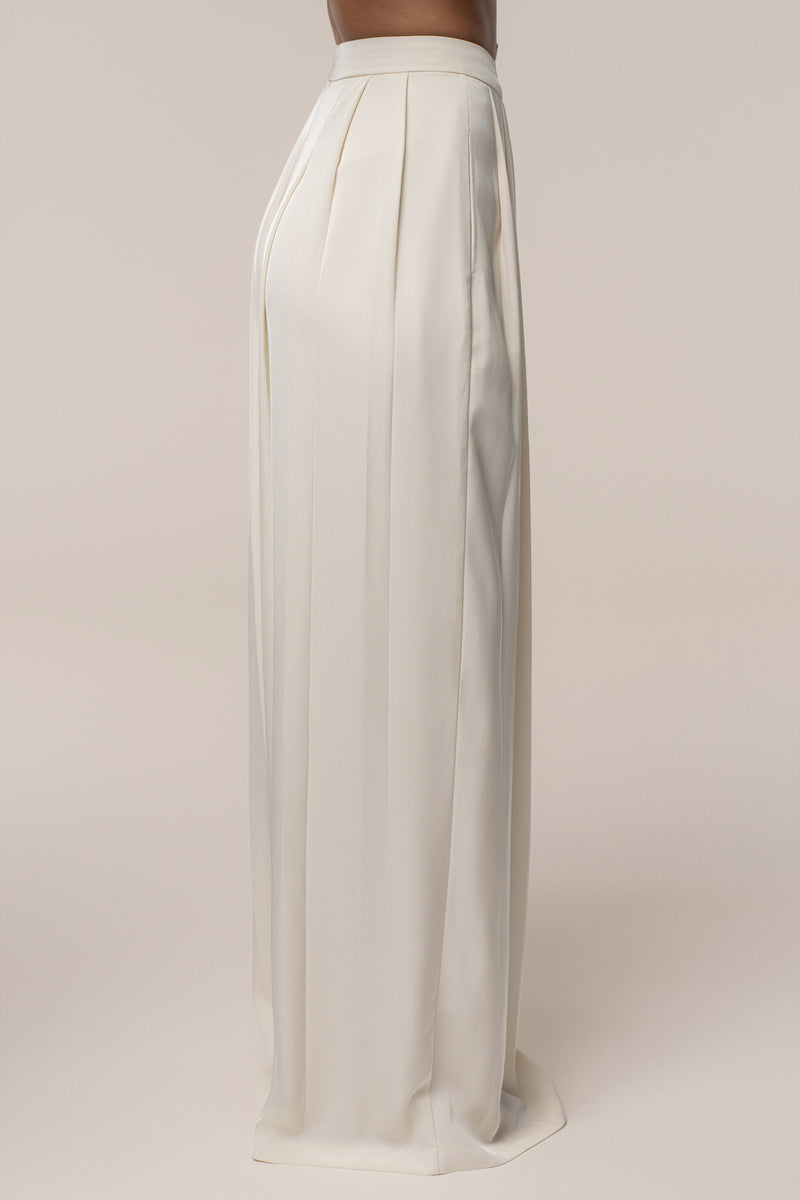 Buttercream Clara Wide Leg Pleated Trousers