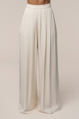Buttercream Clara Wide Leg Pleated Trousers