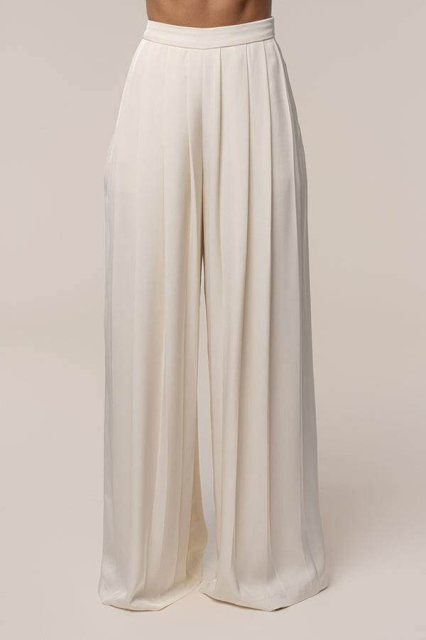 Buttercream Clara Wide Leg Pleated Trousers
