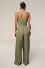 Olive Clara Wide Leg Pleated Trousers