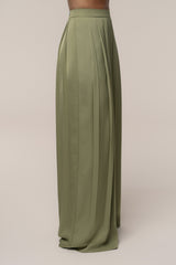 Olive Clara Wide Leg Pleated Trousers
