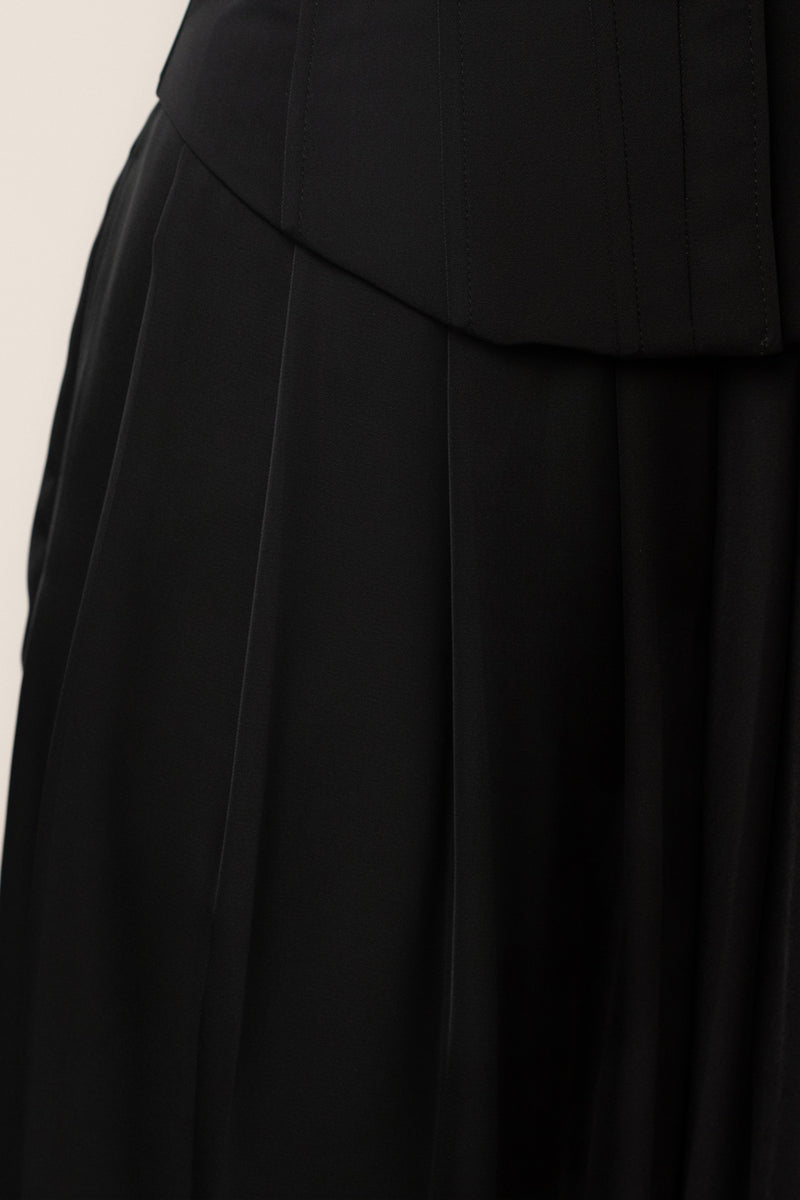 Black Clara Wide Leg Pleated Trousers