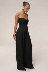 Black Clara Wide Leg Pleated Trousers