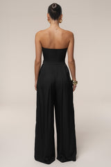 Black Clara Wide Leg Pleated Trousers