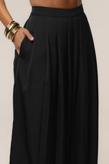 Black Clara Wide Leg Pleated Trousers