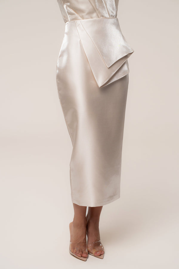 Champagne Reception Pleated Midi Skirt