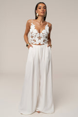 White Summer Ease Wide Leg Pants